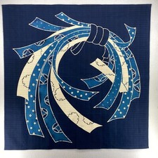 Japanese Aizome Indigo Dyed Good Luck Motif Panel Noren Woven Cotton Blue 40x40 picture