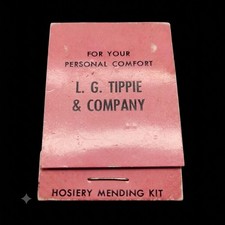 Vtg L.G. Tippie Hosiery Mending Kit Matchbook MCM Pink San Antonio Texas Freight picture