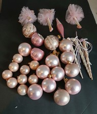 37 pc Pink VTG BLOWN GLASS INGE Silvestri Asst ornaments Ballerina Teardrop Mica picture