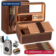 Cigars Humidor, Travel Cigar Humidor Case, Cedar Wood Double Layer Cigar Box wit picture