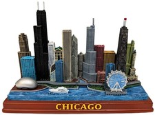 Chicago Skyline Tabletop Sculpture Rectangular Base City Scene Souvenir picture