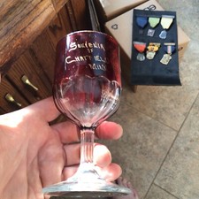 6” Ruby Flash Cup Chatfield Minn, Stem Glass . 1920’s . Rochester Mn , picture