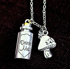 Alice In Wonderland drink me absolem caterpillar necklace picture