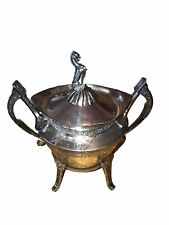 Antique 1873 Reed & Barton Silver Plated 4-Footed Large Covered  Sugar Bowl Dish picture