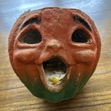 Vintage/Antique Pumpkin Halloween paper mache Jack O' Lantern About 5x5 inches picture