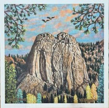 TWIN OWLS 12” X 12” WoodPrint Estes Park CO RMNP Above The Stanley KeyholeHanger picture