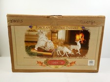 Grandeur Noel Porcelain Christmas Ensemble 2000 Edition Santa Reindeer Sleigh picture