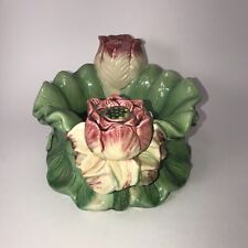 Large Vintage Mojolica Water Lily Ceramic Vase Bowl Serving Dish Floral Easter picture