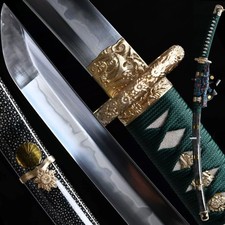 Authentic Japanese Royal Chrysanthemum Tachi Sword Clay TemperedT10 Steel Sharp picture