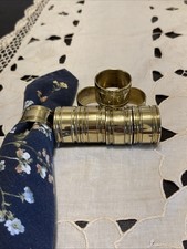 Vintage Heavy Brass Napkin Rings Set of 8 Solid Metal Table Decor picture