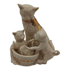 LENOX Jewels Collection Kitten Kapers Cat & Kittens In Basket Porcelain Figurine picture