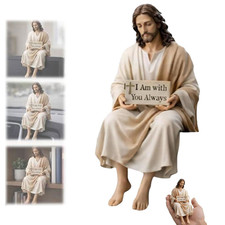 Sitting Jesus Christ Statue Religious Resin Jesus Figurine I am with you always picture