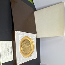VTG 1977 Norman Rockwell Tom Sawyer Painting The Fence Gold Plated Plate COA Box picture