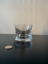 Small Clear Pressed Glass Bowl Tumbler Geometric Pattern Vintage picture