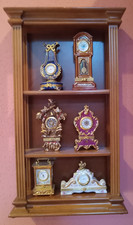 Franklin Mint 6 Miniature Clocks & Display Shelf -look inside  clocks work COA picture