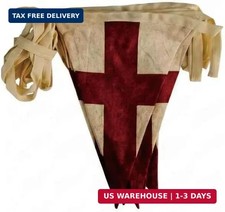 Vintage England Flag Bunting Banner, 5 Meter Cotton Garland with 10 Double-Sided picture