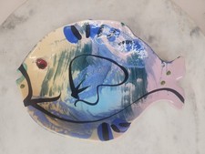 Vintage J. Rice Hand Painted Fish Bowl Hanging Plate 2000 Y2k picture