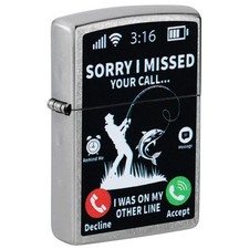 Zippo 47450, Sorry-I Missed Your Call Design, Street Chrome Finish Lighter, picture