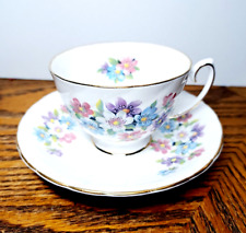 Vintage Tea Cup Set By Royal Taunton Floral Purple Pink Blue White Flowers picture