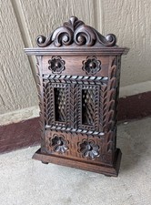 Vintage Indian Hand Carved Wood Wall Shrine Window Altar Key Rack Folk Art A74 picture