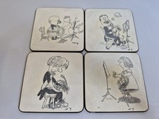 Vintage VTG Gerard Hoffnung Coaster Set (4) Art RARE Cartoon Musicians picture