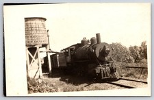 Railroad Train Tracks Engine Illinois Town on Back M-------? Real Photo RPPC picture
