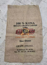 Bad Ass Coffee w/Attitude Kona Hawaii Burlap Bean Bag Wall Cafe 35 x 21 inches picture