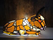 Tiffany-Style Bull Stained Glass Lamp Nighlight Tested/Working picture