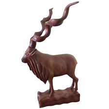 Markhor Wood Sculpture Hand Carved Wood Wooden Wild Animal Decor Plaque Natural picture