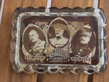 WWI ACME MFG 1918 GENERAL PERSHING FOCH HAIG FOCH CEDAR CHESTS GLASS PAPERWEIGHT picture