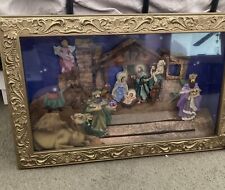 Christmas Nativity Musical Diorama Shadow Box with Moving Scene Animated Vintage picture