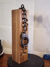 Vintage 1987 School Wooden 4x4 HALL PASS punishment, novelty, handcuff, paddle picture