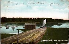 VINTAGE POSTCARD SAILING DOWN ROYAL'S RIVER AT YARMOUTH MAINE c. 1900 picture