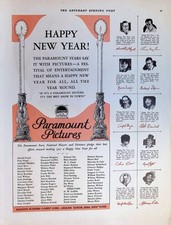 Original 1927 Paramount Pictures Ad: Happy New Year Clara Bow Harold Lloyd Movie picture