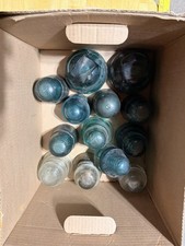 Lot of 13 Vintage Glass Insulators Aqua Clear Antique Telegraph Telephone Pole picture