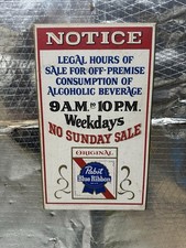 Vintage Pabst Blue Ribbon Beer No Sunday Sale Wooden Sign PBR Hard To Find picture