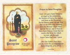 St Peregrine Prayer Card w Third Class Relic Italian Holy Card picture