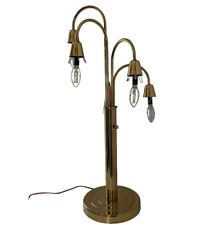 Vintage Brass 5 Arm Waterfall Mid Century Modern Table Lamp Lotus Needs Shades picture