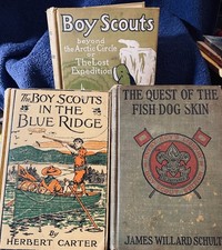 LOT OF 3 RARE 1913 SCOUT BOOKS CAMPING-FISHING-HIKING FANTASTIC STORIES picture
