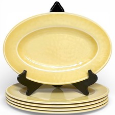 Rare VTG Threshold 5pc Yellow Oval Dinner Plate Set Shatterproof Melamine Thick picture