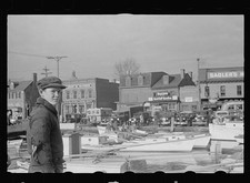 Photo:Annapolis Maryland 1937 Men at Wharves Harbor Boats Cars Dockside picture