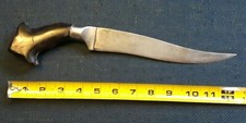 Antique Middle Eastern KNIFE Damascus Tulwar Short Sword Horn Handle picture