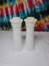 TUPPERWARE 6” Tall Hourglass White Salt & Pepper Shakers picture