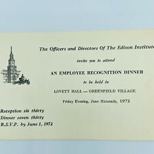 1972 Edison Institute Employee Recognition Dinner Invitation Lovett Greenville picture