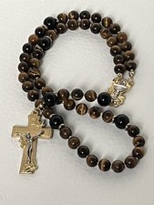 Elegant Handmade Tiger Eye Catholic Rosary – 8mm Natural Gemstone Beads picture