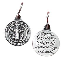 St Francis of Assisi Pewter Dog Tag Pet Medal Collar Charm Protect My Dog picture