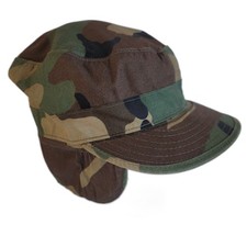 VTG 1989 USGI Woodland Camo Field Cap Ear Flap Size 7 1/4 Equa Industries M34 picture