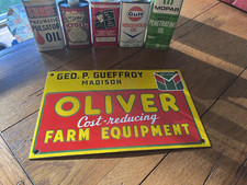 NICE OLIVER FARM EQUIPMENT COST REDUCING PORCELAIN SIGN MADISON picture