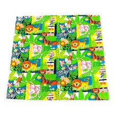 Vintage SEARS Perma-Prest Boho Kitsch Bright Jungle Print Fabric 41 3/4