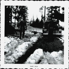 VTG Photo Winter Hunt Deer Carcass Rack Snow Truck 1958 picture